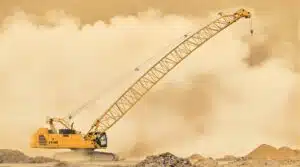 excavator with extended arm