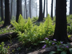 Regeneration des Ökosystems nach Waldbrand
