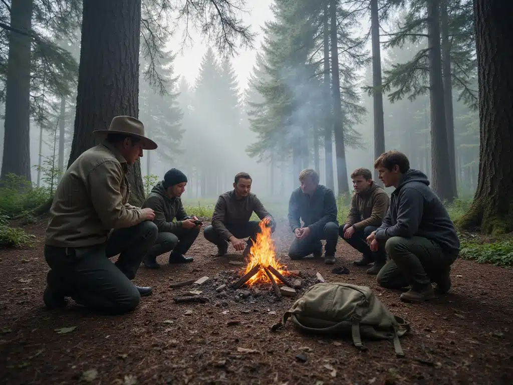 Überlebenstraining im Wald